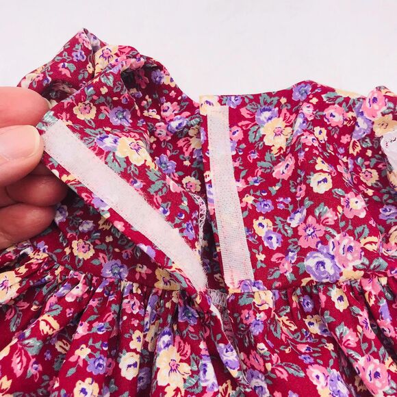 Pioneer Doll Dress & Bonnet, Handmade Outfit, For 18 Inch Dolls Rose Pink Floral - Picture 3 of 11